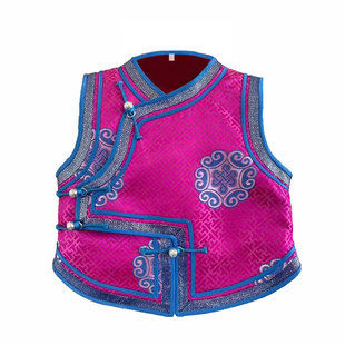 儿童马甲民族风男女童蒙古舞马夹背心汉服国风日常手工坎肩生活装