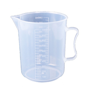 全新PP材质塑料量杯1000ML毫升烧杯量筒杯子带手柄带盖杯1L计量杯