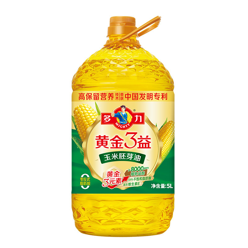 多力黄金三益玉米胚芽油5L桶装