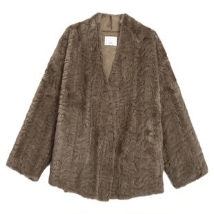 环保小湖羊仿皮草皮毛一体外套时髦年底战袍秋冬新坎肩厚懒慵上衣