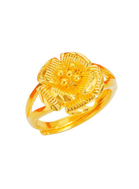 时尚风花朵活口镀黄金戒指送闺蜜