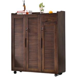 实木鞋柜可移动整装家用门口走廊门外柜室外楼道带轮子万向轮带锁