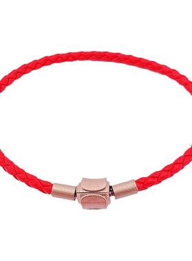 周家铜扣红黑皮绳手链手绳替换绳