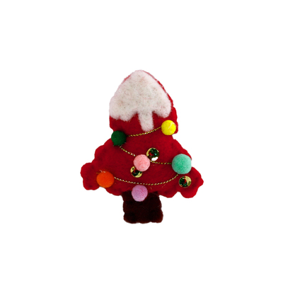 圣诞红绿配饰圣诞树苹果盒装饰