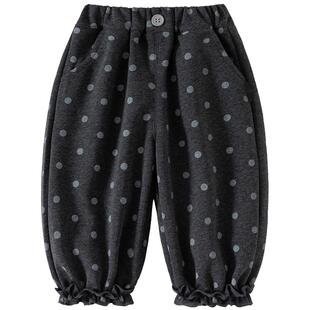 班喜迪女童裤子春装2026新款宝宝束脚卫裤春秋款波点儿童休闲长裤