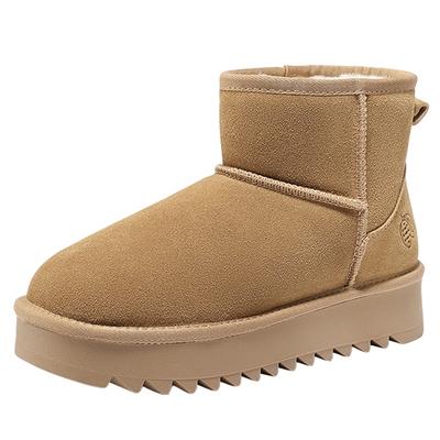 森达真皮羊毛雪地靴东北棉鞋