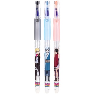 得力火影忍者可擦笔晶蓝0.5mm黑色摩易擦中性笔热敏擦按动笔笔芯