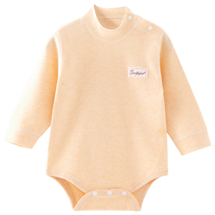 婴儿包屁衣秋冬中高领保暖睡衣宝宝内衣无骨打底长袖加厚三角哈衣