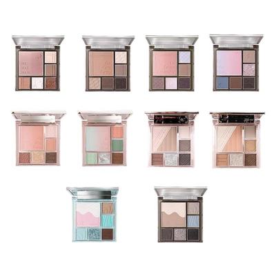 CZEL绔姿水波纹眼影盘灰粉色渐变腮红盘一体日常通勤哑光大地色