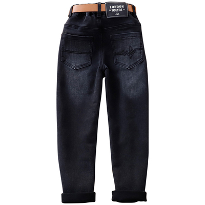 男童修身瘦版加绒加厚牛仔裤冬