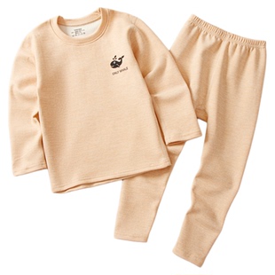 儿童秋衣秋裤男童双面磨毛德绒保暖内衣宝宝睡衣女孩纯色打底套装