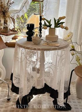 法式复古白色蕾丝轻奢桌布圆桌餐桌布茶几布盖巾高级感花园布置