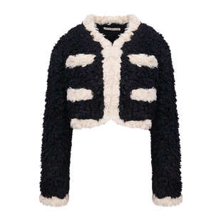 MardiMercredi泰迪毛绒撞色短款外套女法式小香风气质时髦新品