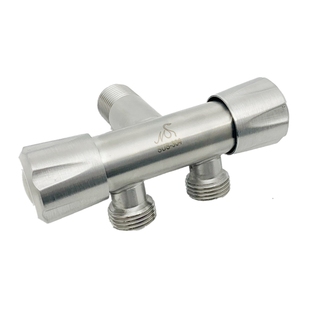 加厚双控角阀一进二出 洗衣机水龙头马桶阀门双出水 三通分水器