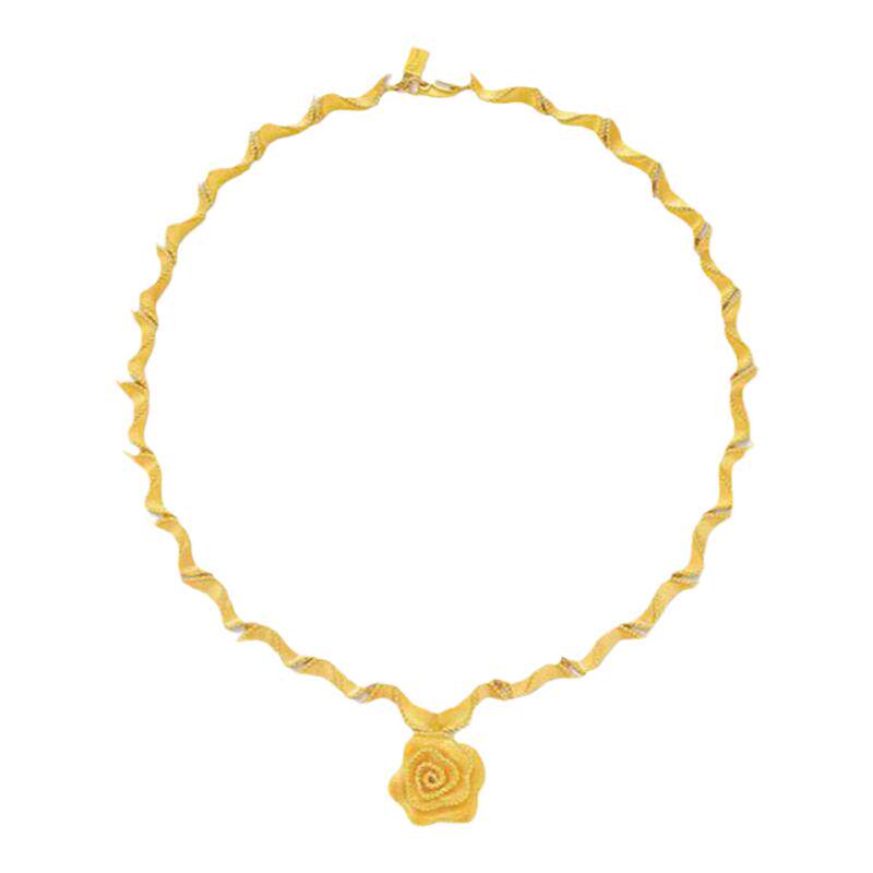 justgold镇金店海誓花黄金足金套链1421661Y