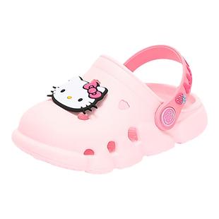 HelloKitty拖鞋女童家居包头洞洞鞋夏季新款儿童室内软底凉拖