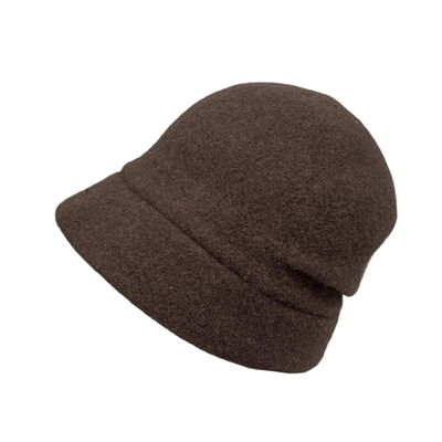 小头围小脸纯色羊毛呢后褶皱盆帽
