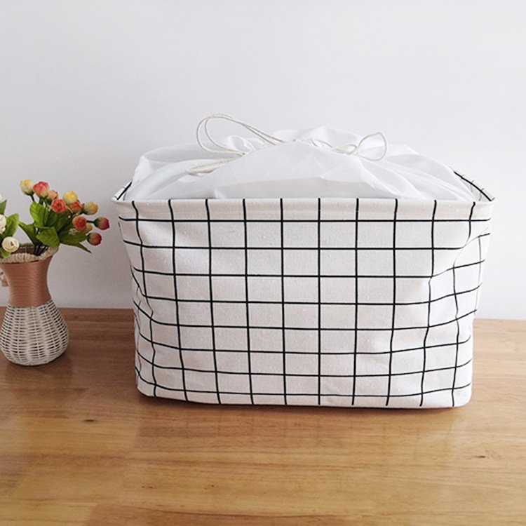 居家衣服杂物收纳筐棉麻大玩具帆布口号收纳袋束可折叠防水储物箱