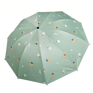 雨众大号手动折叠雨伞女晴雨两用可爱卡通黑胶防晒防紫外线遮阳伞