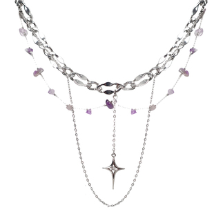 OCTO VITA紫薇星拼接原创项链 炫彩水晶珠星芒流苏多层个性锁骨链