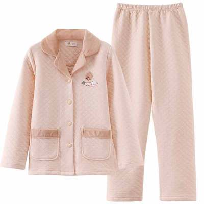 女士加厚秋冬季夹棉保暖家居服