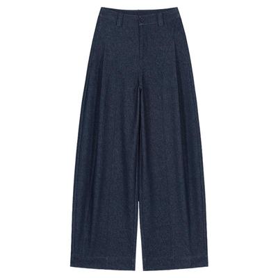 牛仔贝斯裤女老钱风仿牛仔休闲裤