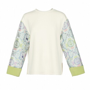 恩比时新中式拼接袖卫衣2025春季新款简约百搭圆领气质套头上衣