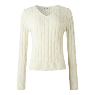 SEGI 原创设计早秋新款复古绞花V领针织毛衣女宽松内搭针织衫上衣