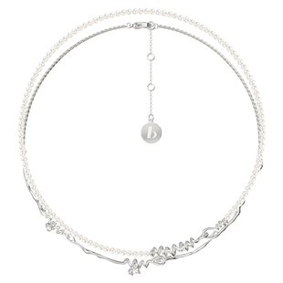 BOONEE奶油卷淡水珍珠项链女双层叠戴轻奢高级感2025新款锁骨链