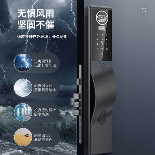 3D人脸识别全自动大门锁蛟龙二号可透猫眼智能锁户外防水指纹锁