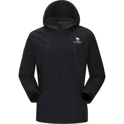 骆驼户外一体连帽软壳衣男款加绒保暖2025春秋新款防泼水防风外套