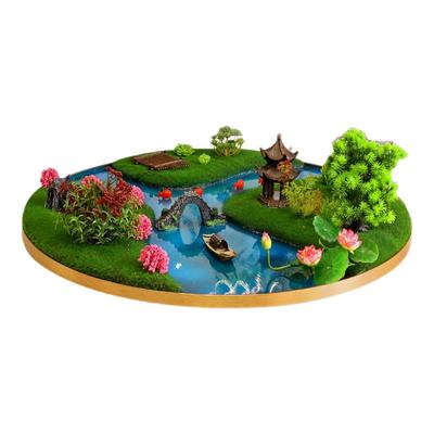 酒店餐桌装饰品摆件饭店电动转盘中间摆花大圆桌仿真景观花艺假花