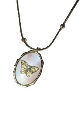 贝壳蝴蝶法式甜心少女感相册项链