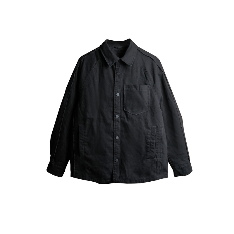 Tobefly100棉水洗毛边衬衫羽绒服