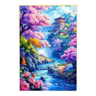 玄关5d梦幻仙境钻石画满钻新款贴钻十字绣钻石绣2026客厅山水风景