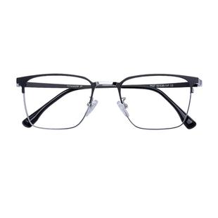 错位佟大为顾己鸣同款纯钛半框近视眼镜框男可配度数大脸商务镜架