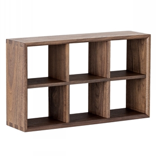 黑胡桃实木分格置物收纳架  桌面茶杯架子手办公仔水杯展示陈列架