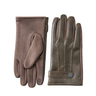 MISSION UV保暖皮手套男冬加厚加绒户外骑车骑行防风防寒触屏手套