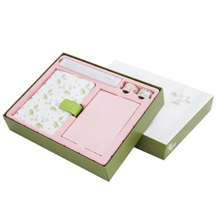 创意记事本樱花皮面本套装可爱少女心礼盒粉色手帐笔记手账本文具