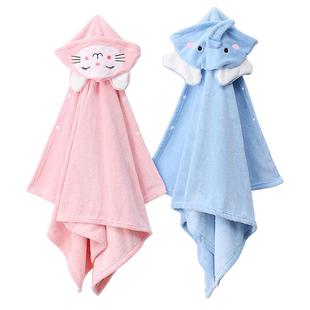 儿童浴巾女斗篷带帽比纯棉吸水婴儿洗澡浴袍男宝宝可穿裹大童超软