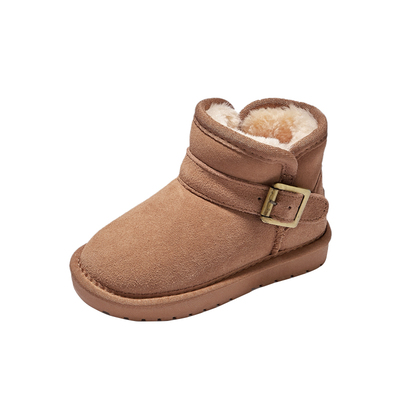 冬季真皮加绒加厚男女儿童雪地靴