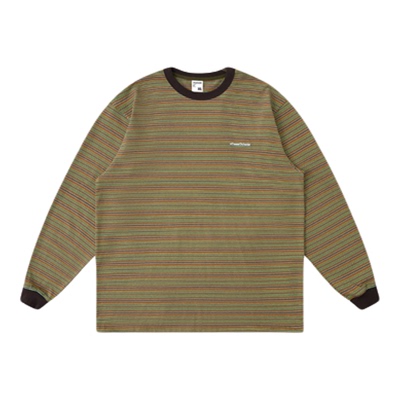 warmtrees户外支线TreesOutside复古山系细条纹长袖T恤