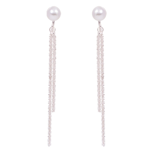 ZTX 珍珠流苏耳夹无耳洞女小众气质高级感耳饰日常简约蚊香盘耳环