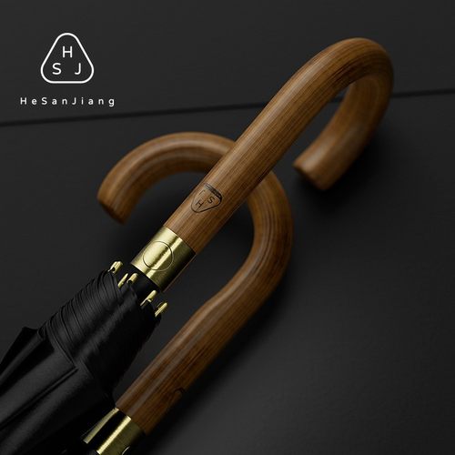 何伞匠商务伞防风超大实双人伞把木柄号伞抗男木自动雨伞雨长直杆