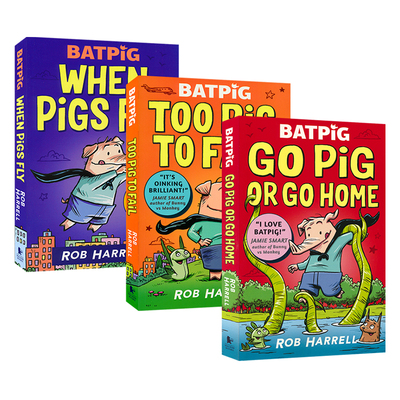 Batpig When Pigs Fly Too Pig to Fail 蝙蝠猪3册 章节书英文原版小说 全彩漫画幽默小说图画书进口英语书籍