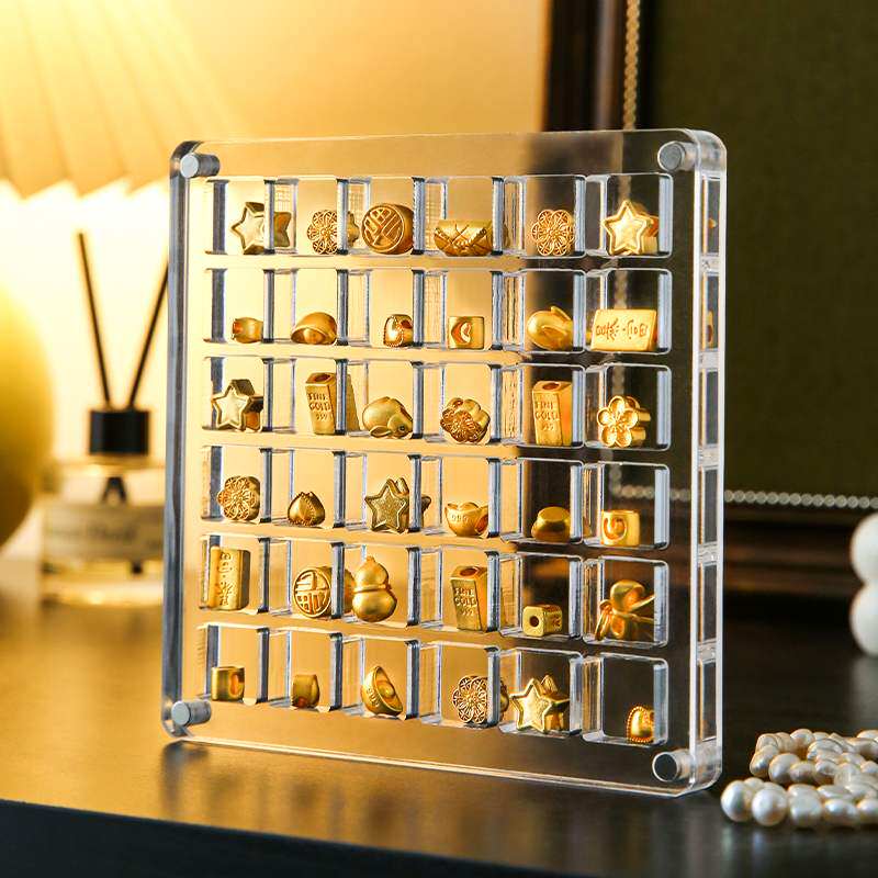 小金豆收纳盒专用亚克力黄金转运珠吊坠分格收藏盒抗氧化展示盒子