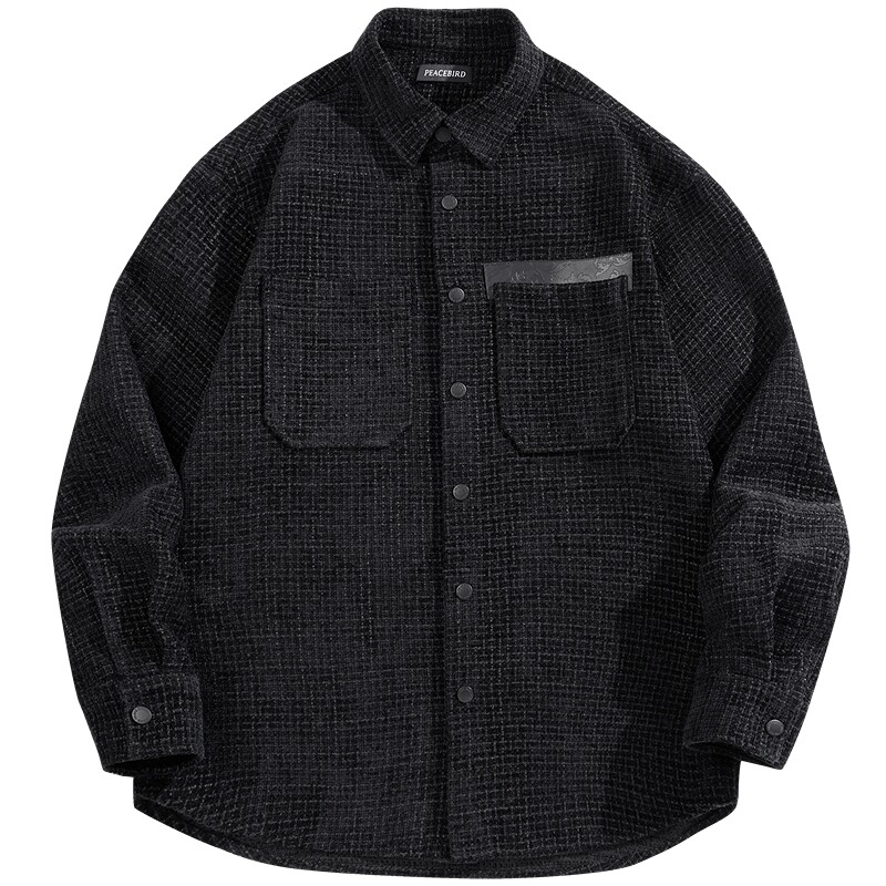 【肌理小香风】太平鸟男装 休闲衬衫春季时尚衬衫男士衬衣