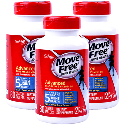 3瓶movefree氨糖软骨素蓝瓶80粒