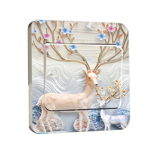 简约现代轻奢墙壁开关装饰贴画家用房间面板插座遮挡自粘防水贴纸