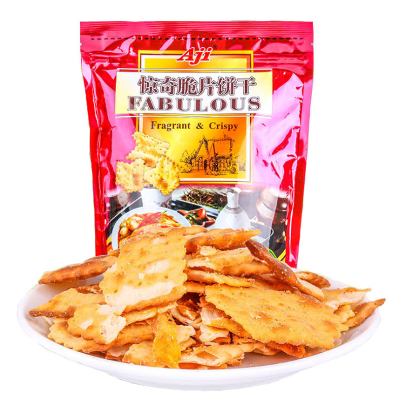aji惊奇脆片饼干蜂蜜芝士咸味零食办公多口味200g蔬菜苏打饼干